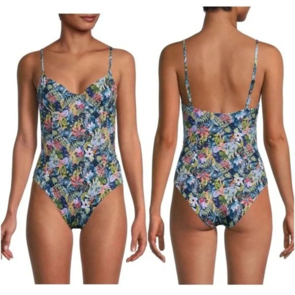 NWT Onia Chelsea One Piece Bathing Suit Liberty Jungle Forest Black SZ L